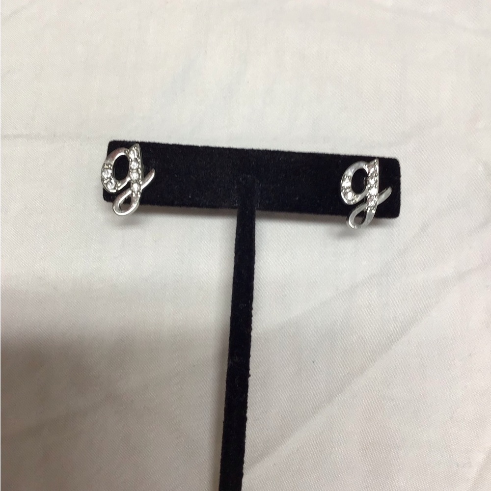 Elegant Silver & Crystal Initial ‘g’ Earrings